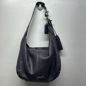 Coach Park Avery Shoulder Bag Handbag Pebbled Leather Hobo Purse Gray Silver